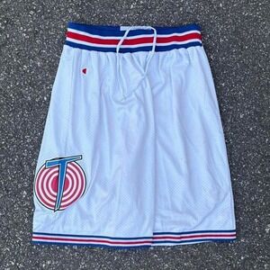 Vintage Champion Tune Squad Space Jam Shorts Mens L White Mesh 90s Y2K